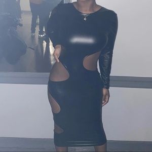 Black asymmetric cut out dress